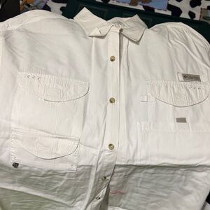 Columbia Men's Casual White Button Down Shirt